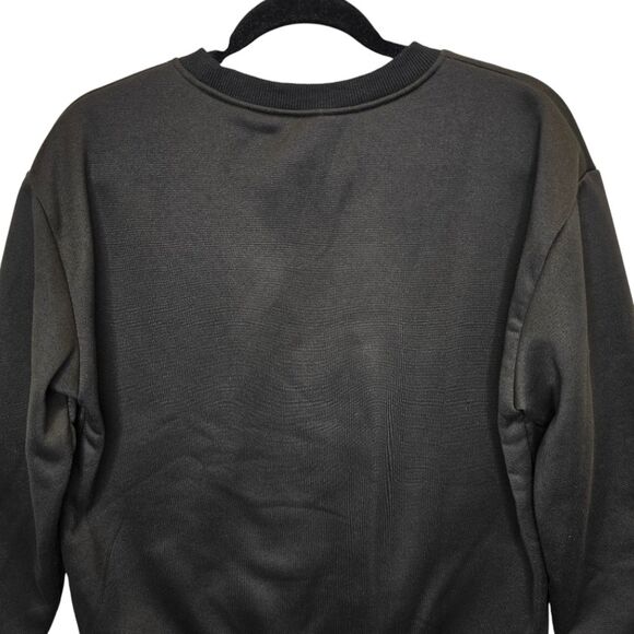 Halloween Medium Dancing Pumpkin Skeleton Black Crewneck Pullover Sweater - Picture 8 of 13